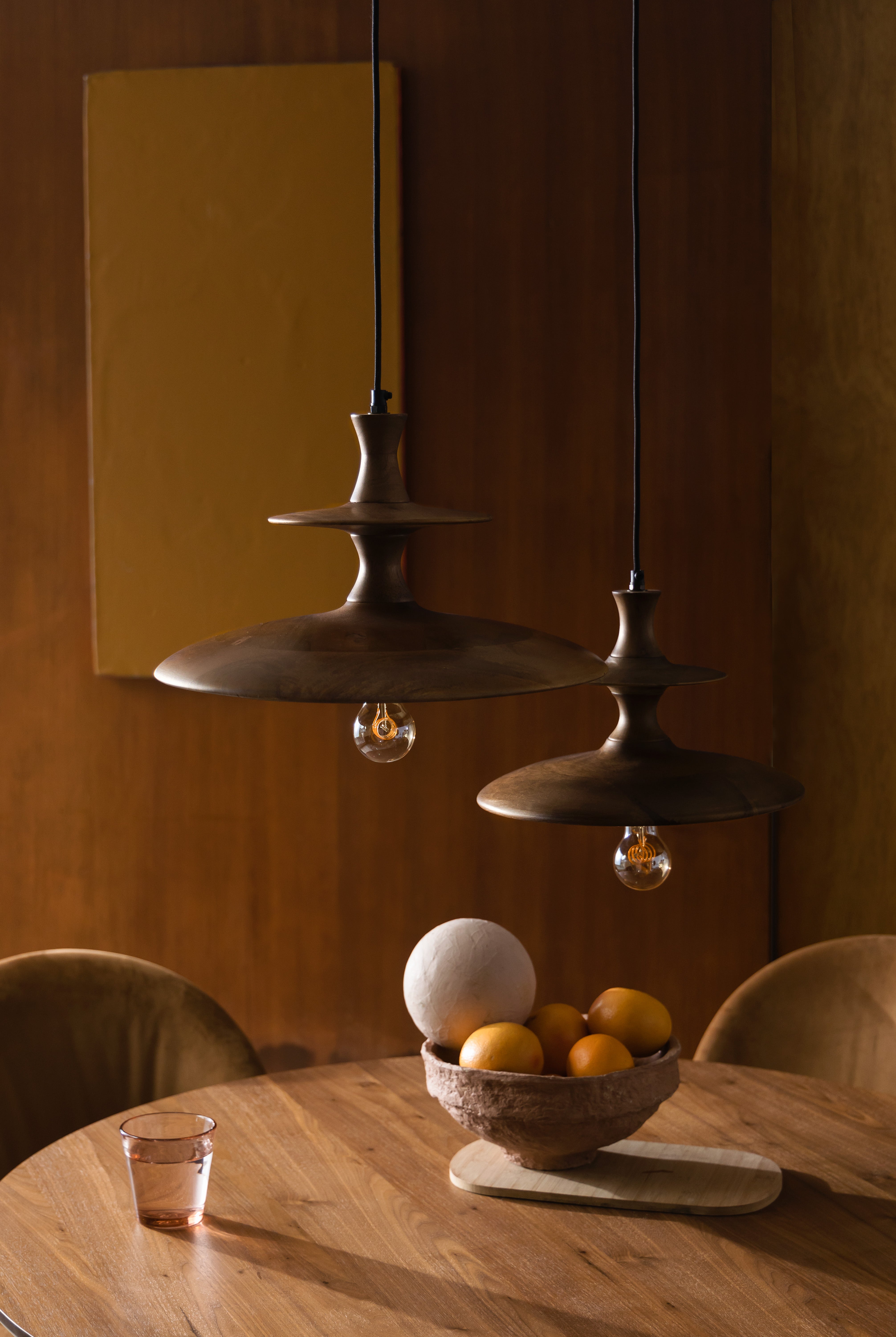 Dutchbone Cath Brown Mango Wood Tiered Pendant Light Small